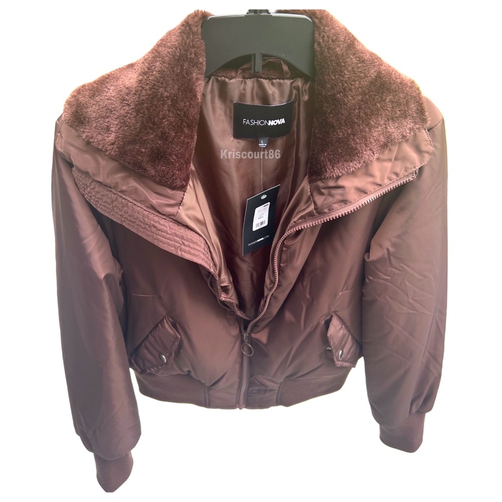 Women’s Chocolate Brown Bomber Puffer Jacket NEW WITH TAGS - Picture 11 of 16